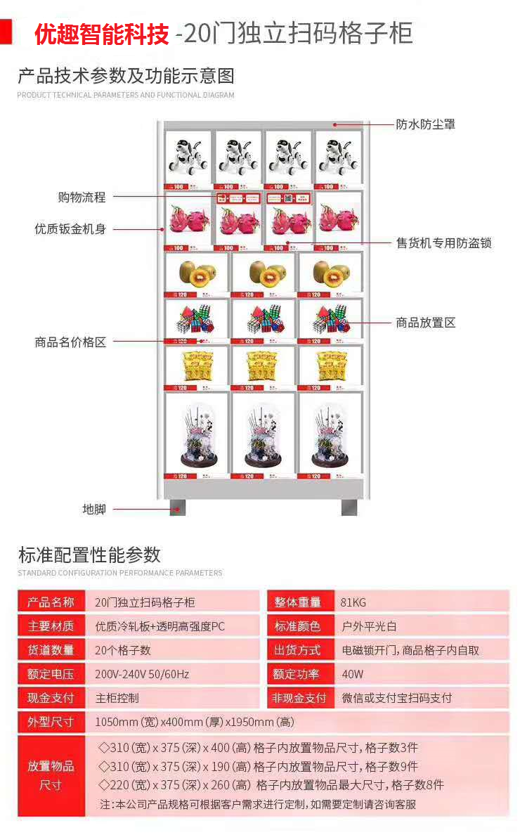 20門獨立掃碼柜 綜合 成人 醫療機